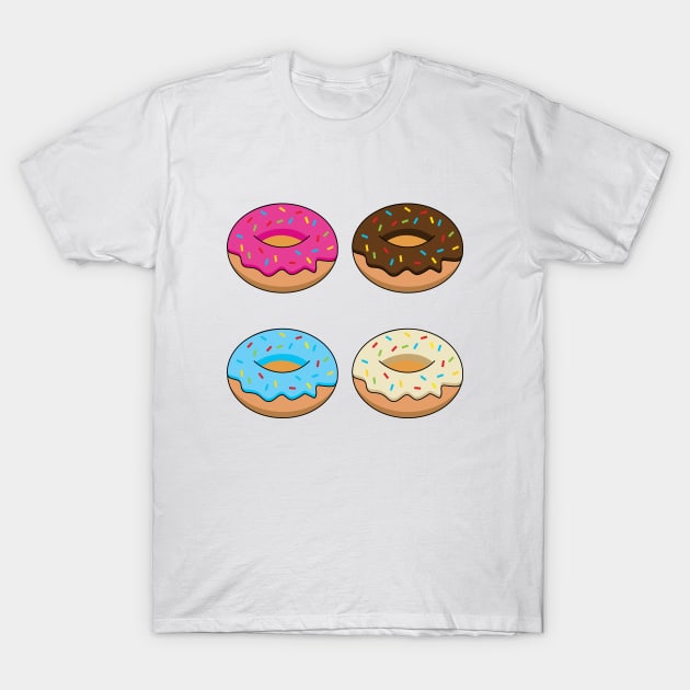 Four Assorted Donuts Pattern T-Shirt by BirdAtWork